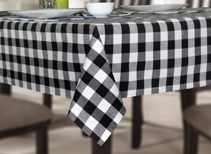 COTTON CRAFT Countryside Classic Gingham Buffalo Check Plaid Tablecloth- Premium Cotton- Halloween Harvest Autumn Fall Thanksgiving Holiday Christmas Xmas Dining Celebration Festive Party-60x120 Black - Image 1